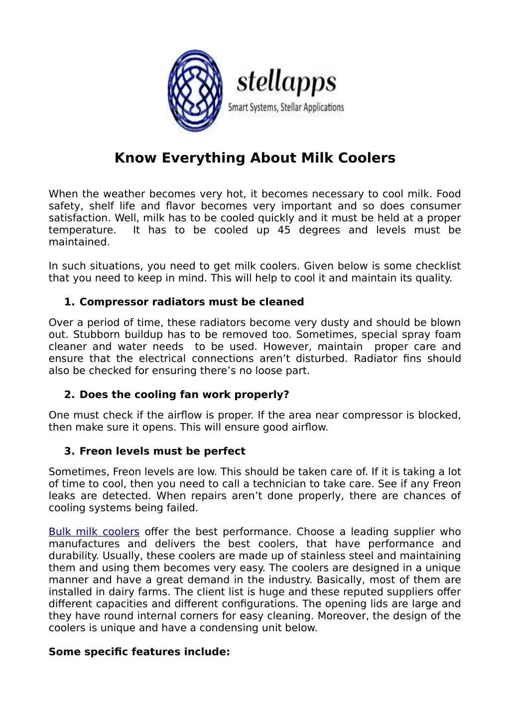 know everything about milk coolers
