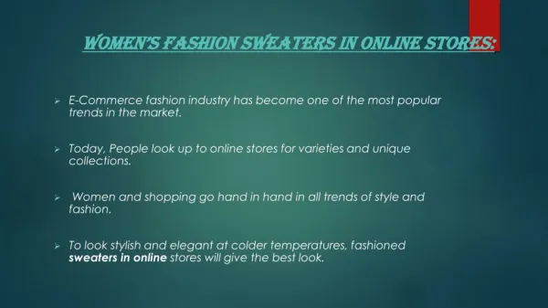 Women’s Fashion Sweaters in Online Stores