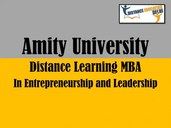 Amity Distance MBA in Entrepreneurship and Leadership
