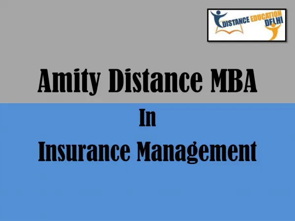 Amity Distance MBA in Insurance Management
