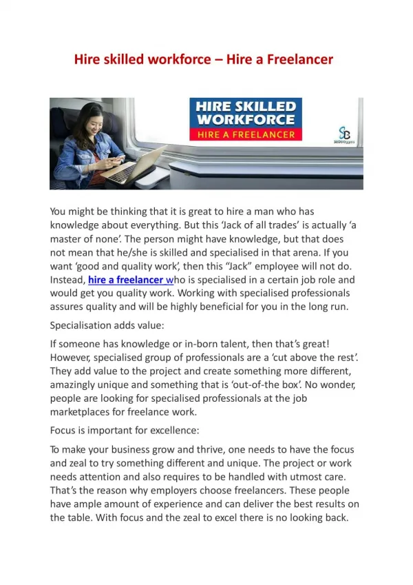 Hire Skilled Workforce – Hire A Freelancer