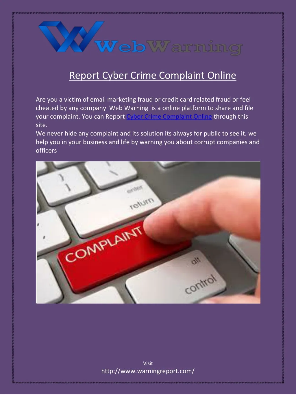 report cyber crime complaint online