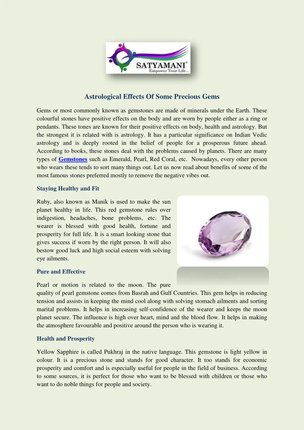 astrological effects of some precious gems