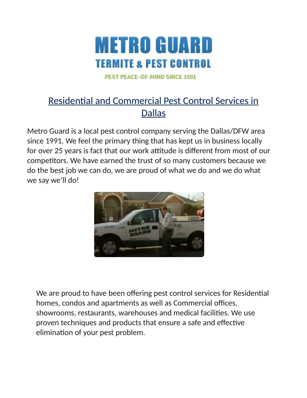 residential and commercial pest control services