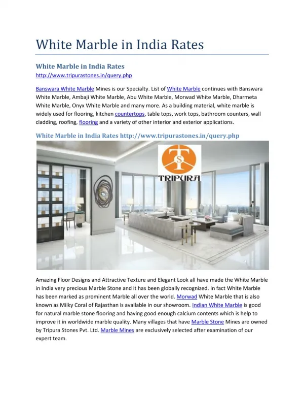 White Marble in India Rates