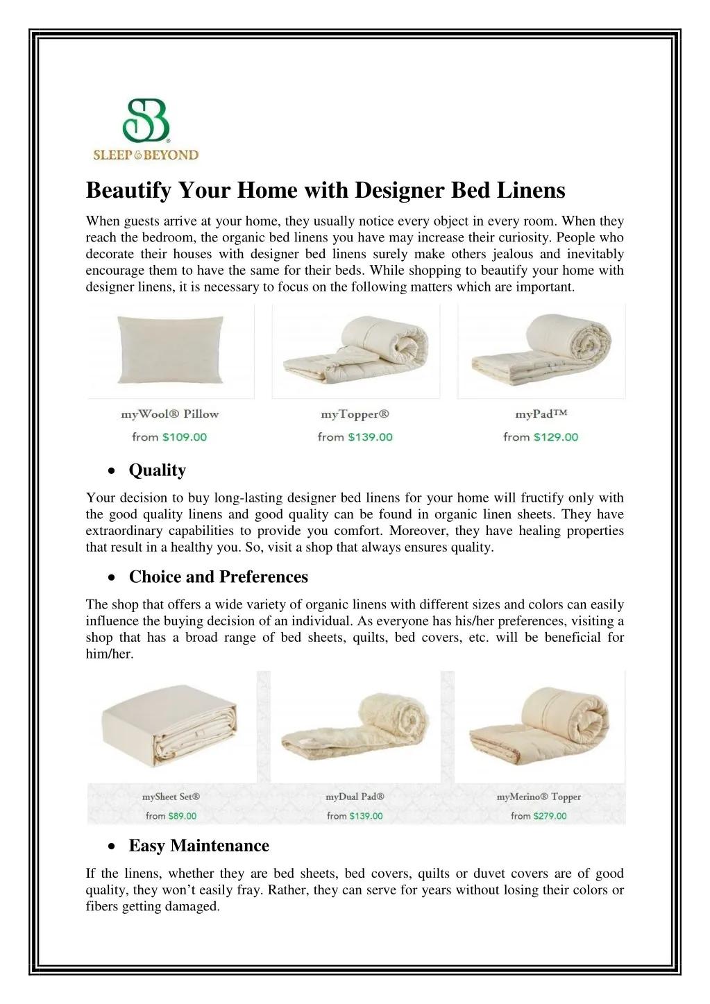 beautify your home with designer bed linens