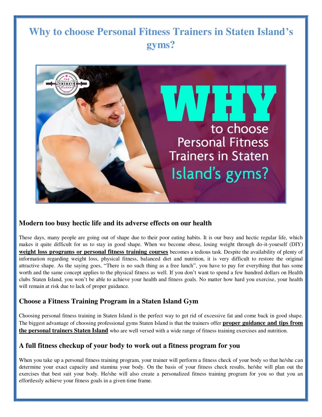 why to choose personal fitness trainers in staten
