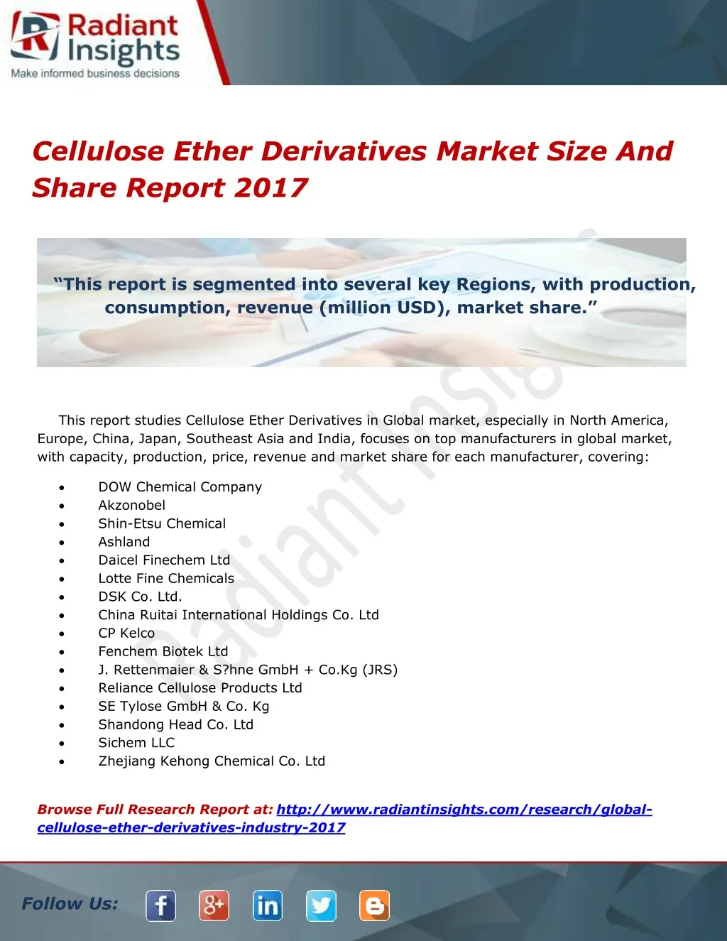 cellulose ether derivatives market size and share