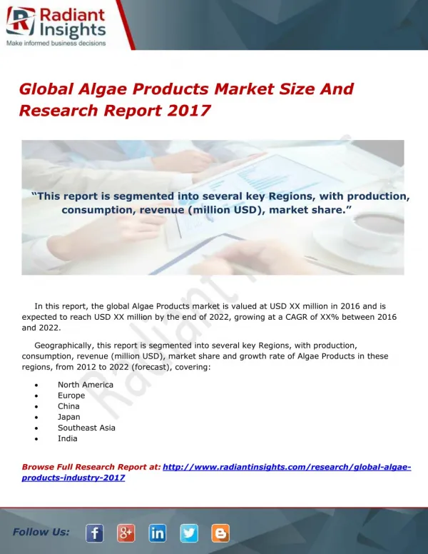 Global Algae Products Market Size And Research Report 2017