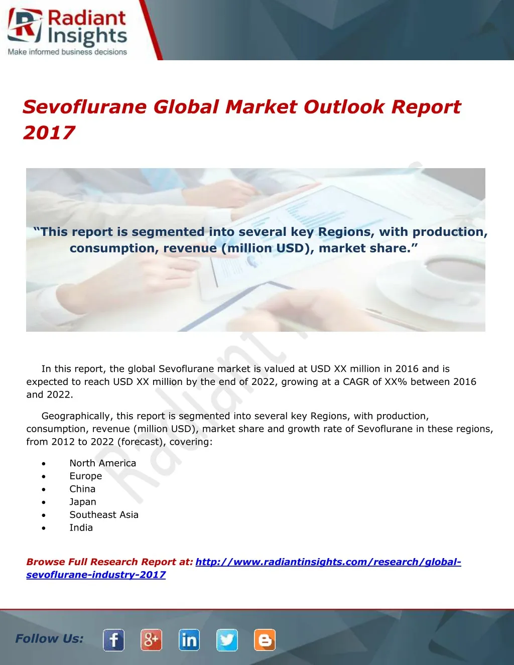 sevoflurane global market outlook report 2017