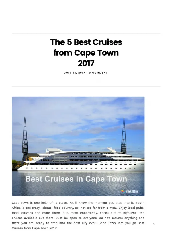 The 5 Best Cruises from Cape Town 2017
