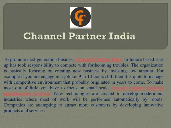 channel partner business opportunity in india