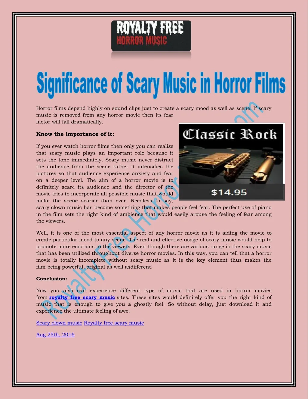 horror films depend highly on sound clips just