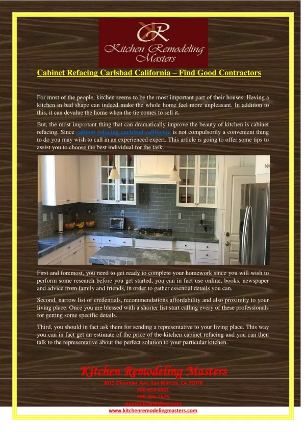Cabinet Refacing Carlsbad California – Find Good Contractors