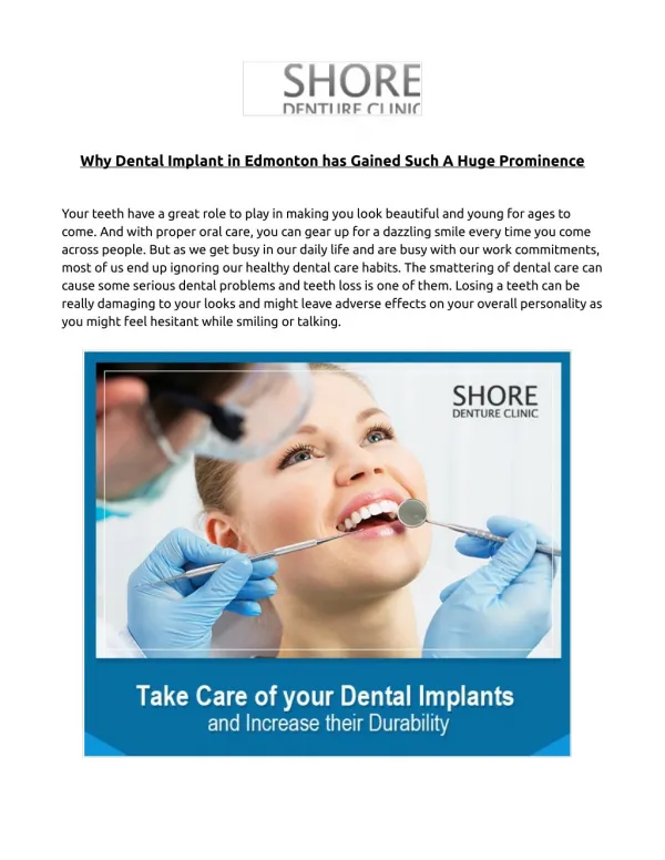 Why Dental Implant in Edmonton has Gained Such A Huge Prominence