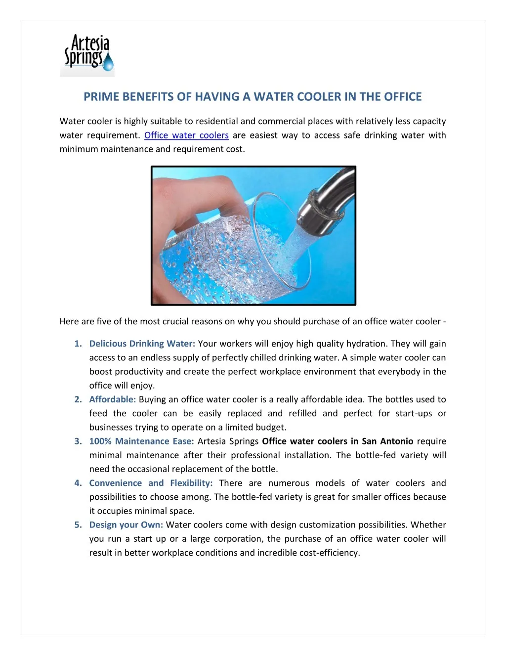 prime benefits of having a water cooler