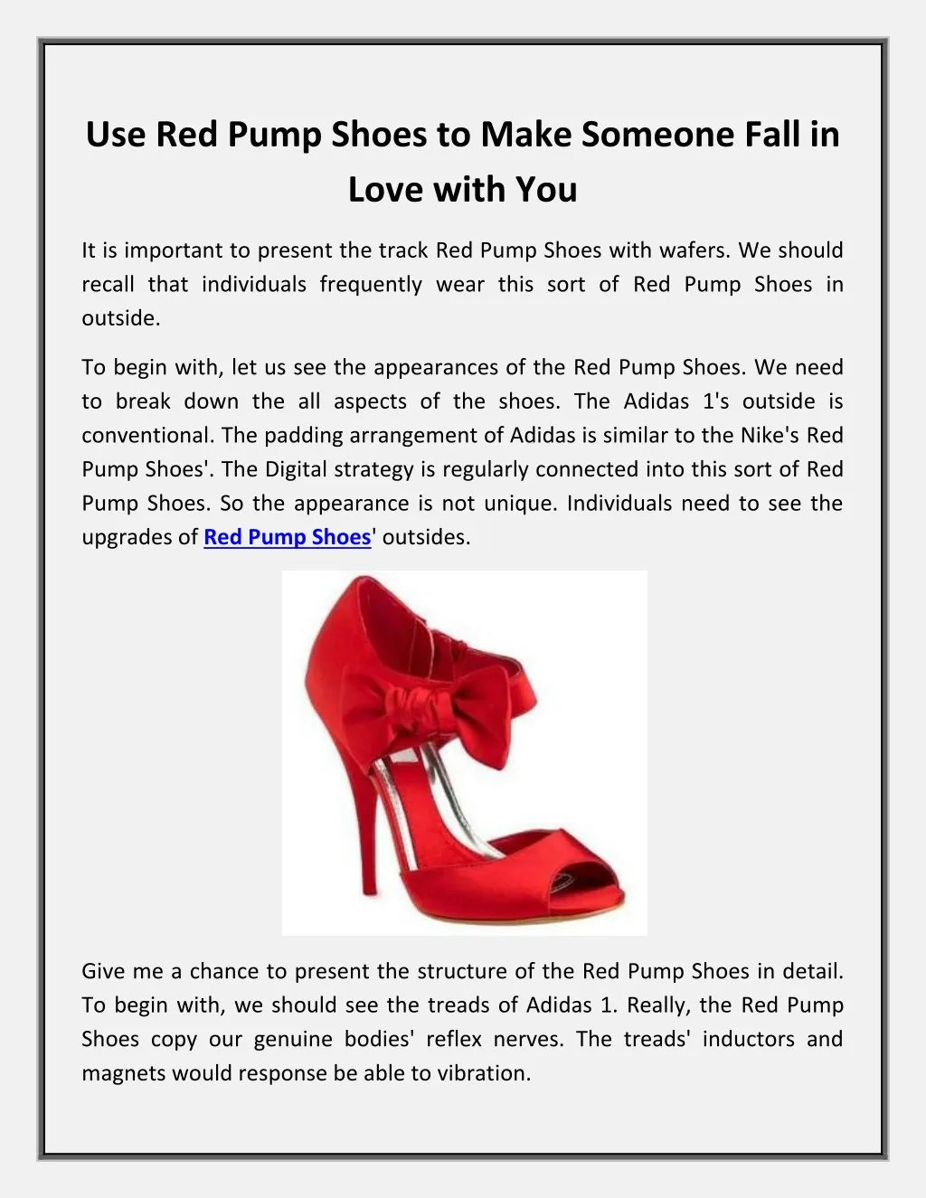 use red pump shoes to make someone fall in love