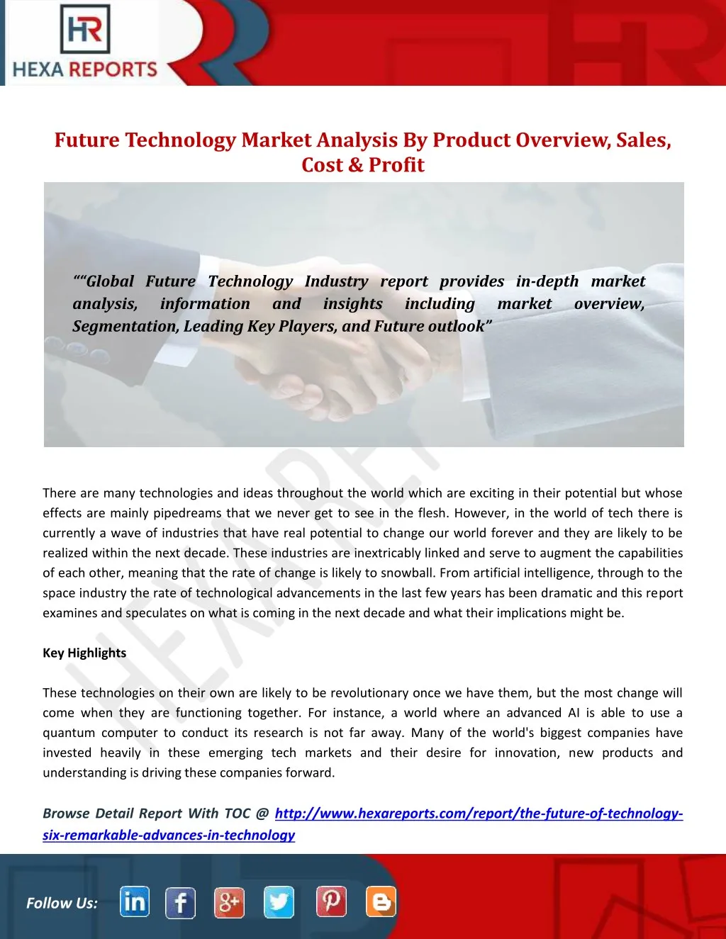 future technology market analysis by product