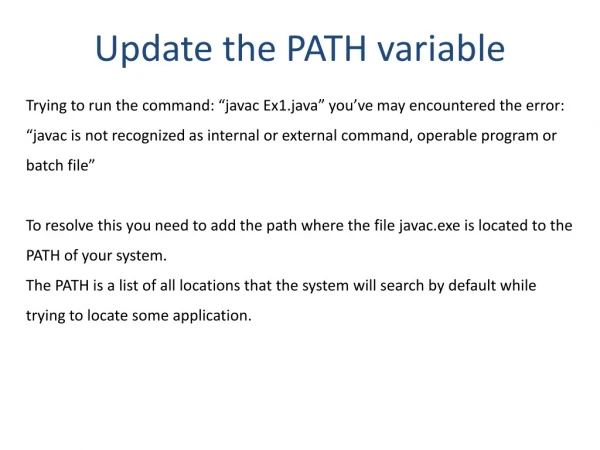 Update the PATH variable