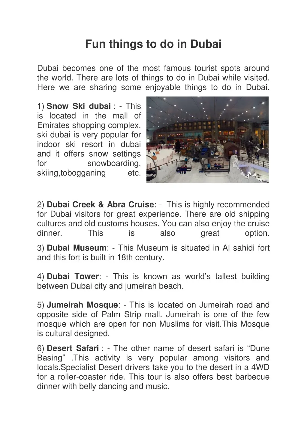 fun things to do in dubai