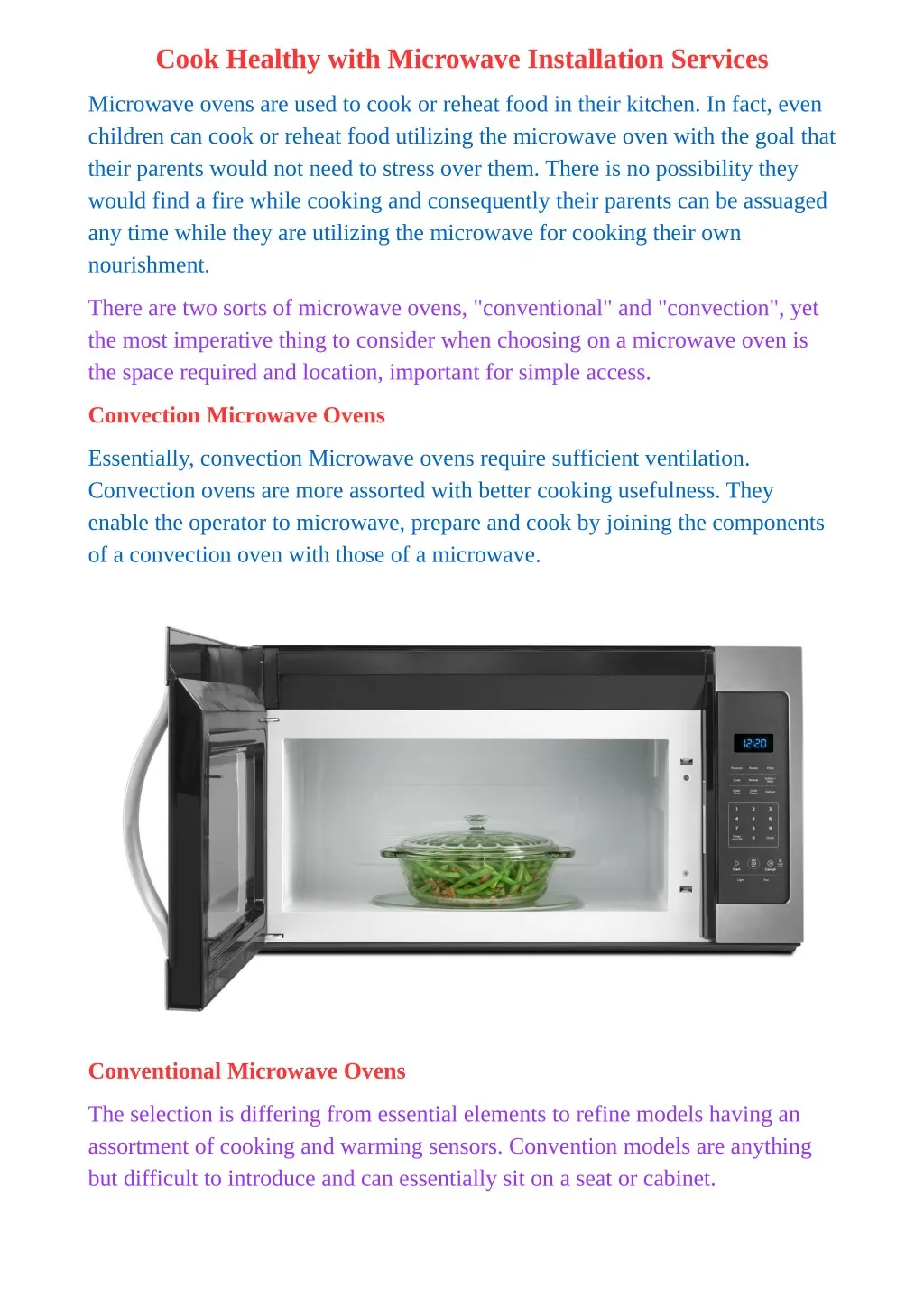 cook healthy with microwave installation services