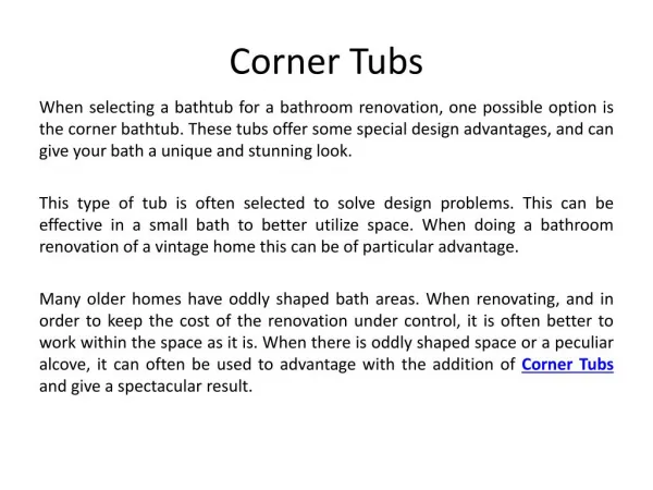 Corner Tubs