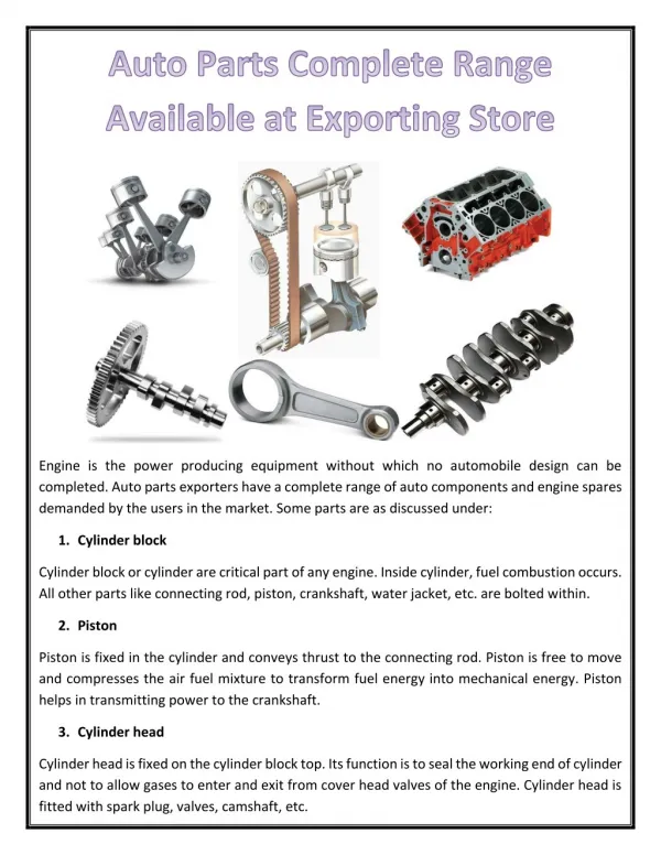 Auto Parts Complete Range Available at Exporting Store