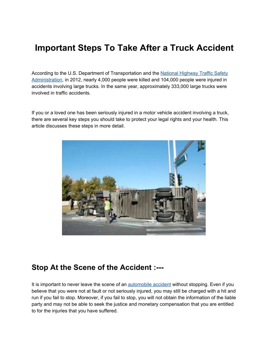 important steps to take after a truck accident