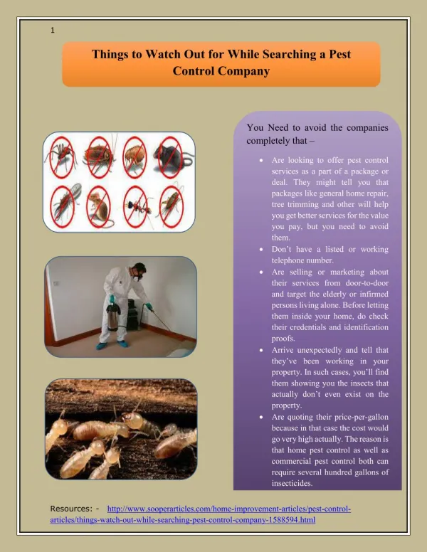 Things to Watch Out For While Searching a Pest Control Company