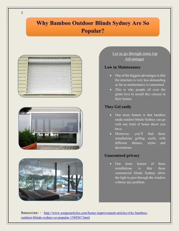 Why Bamboo Outdoor Blinds Sydney Are So Popular?