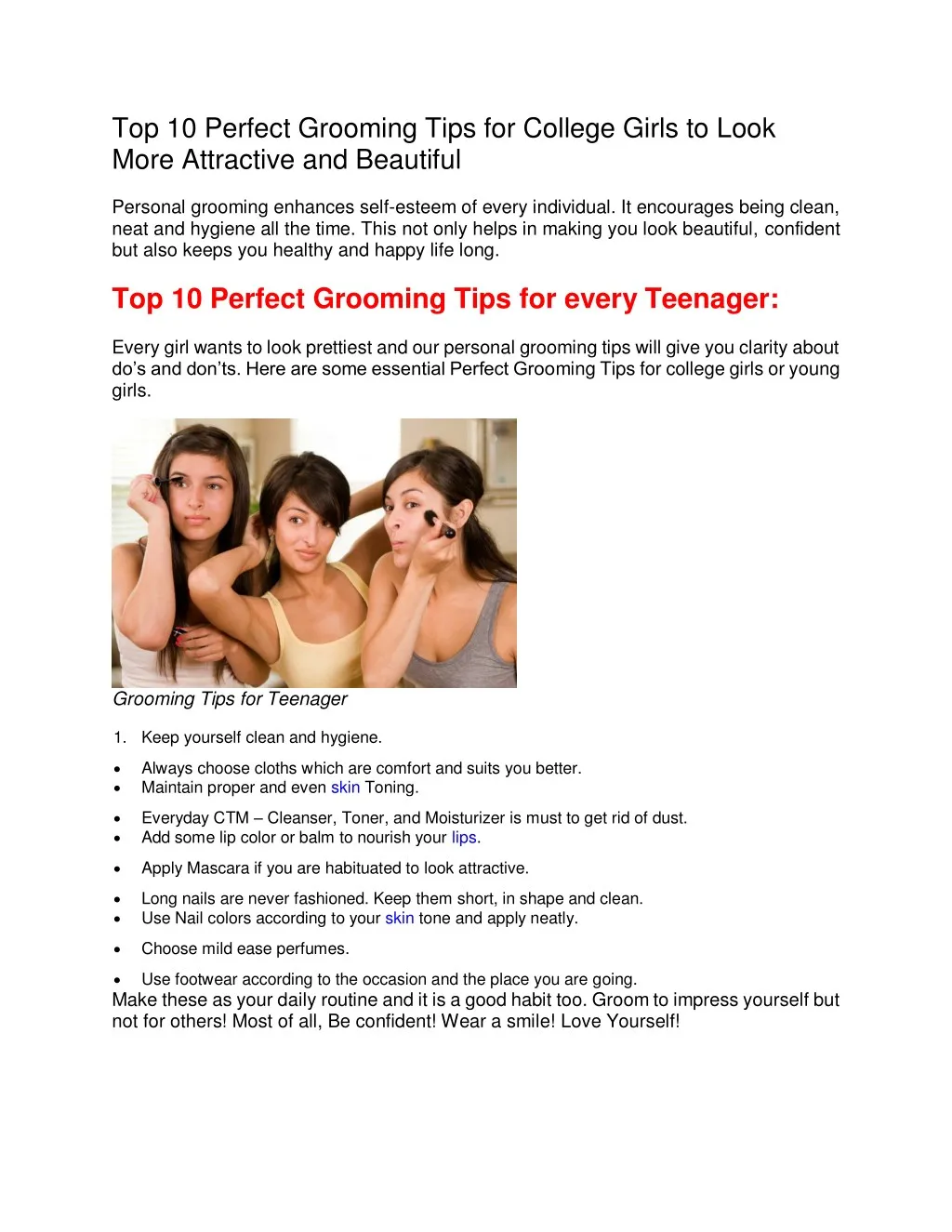 top 10 perfect grooming tips for college girls