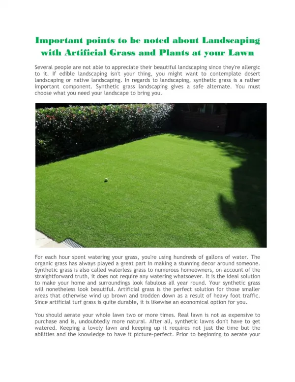 Artificial grass landscaping