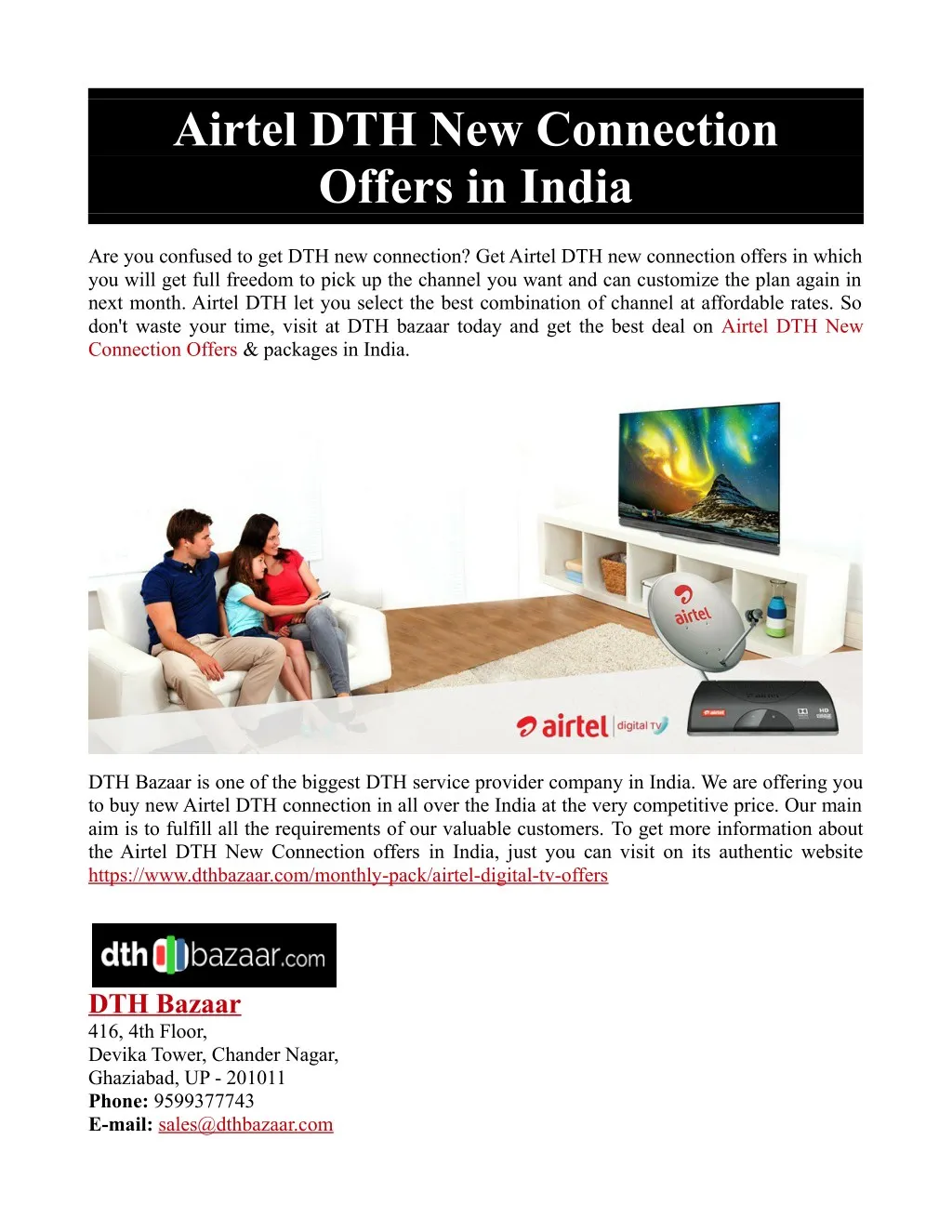 airtel dth new connection offers in india