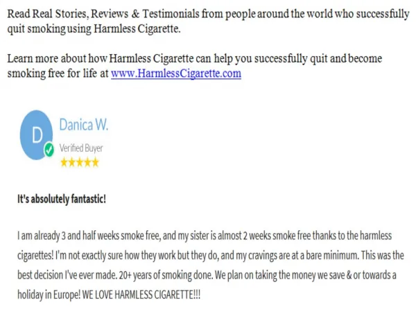 Harmless Cigarette Product Reviews