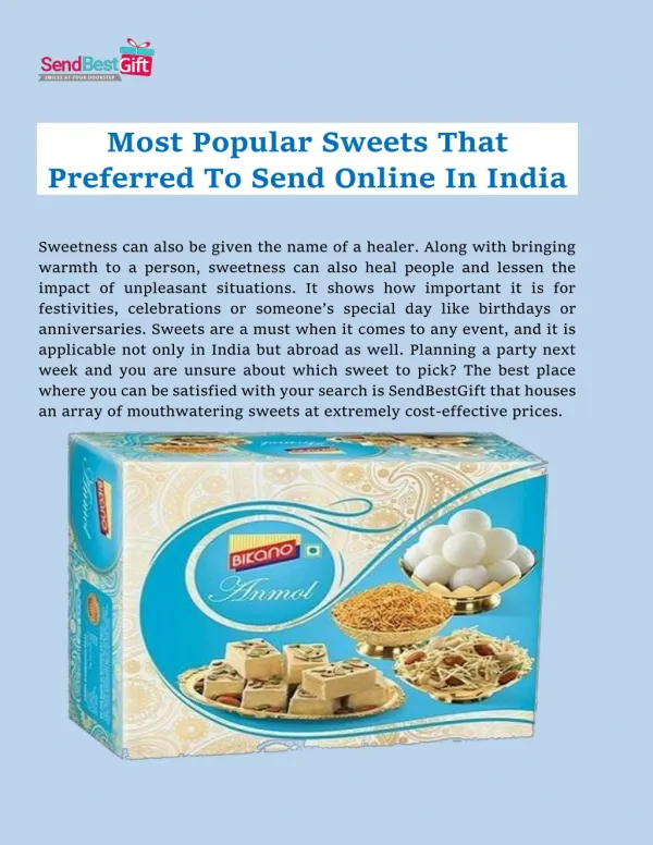 Most Popular Sweets That Preferred To Send Online In India