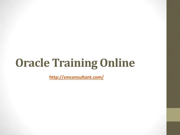 Oracle training online | S & M Consultant