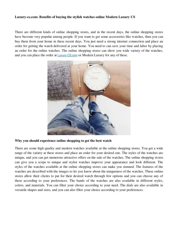 Luxury-cs.com: Buying Stylish Watches online Modern Luxury CS