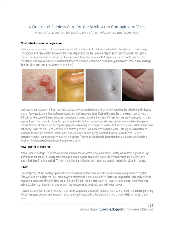 A Quick and Painless Cure for the Molluscum Contagiosum Virus