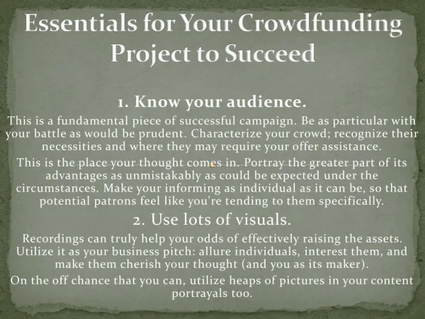 Essentials for Your Crowdfunding Project to Succeed