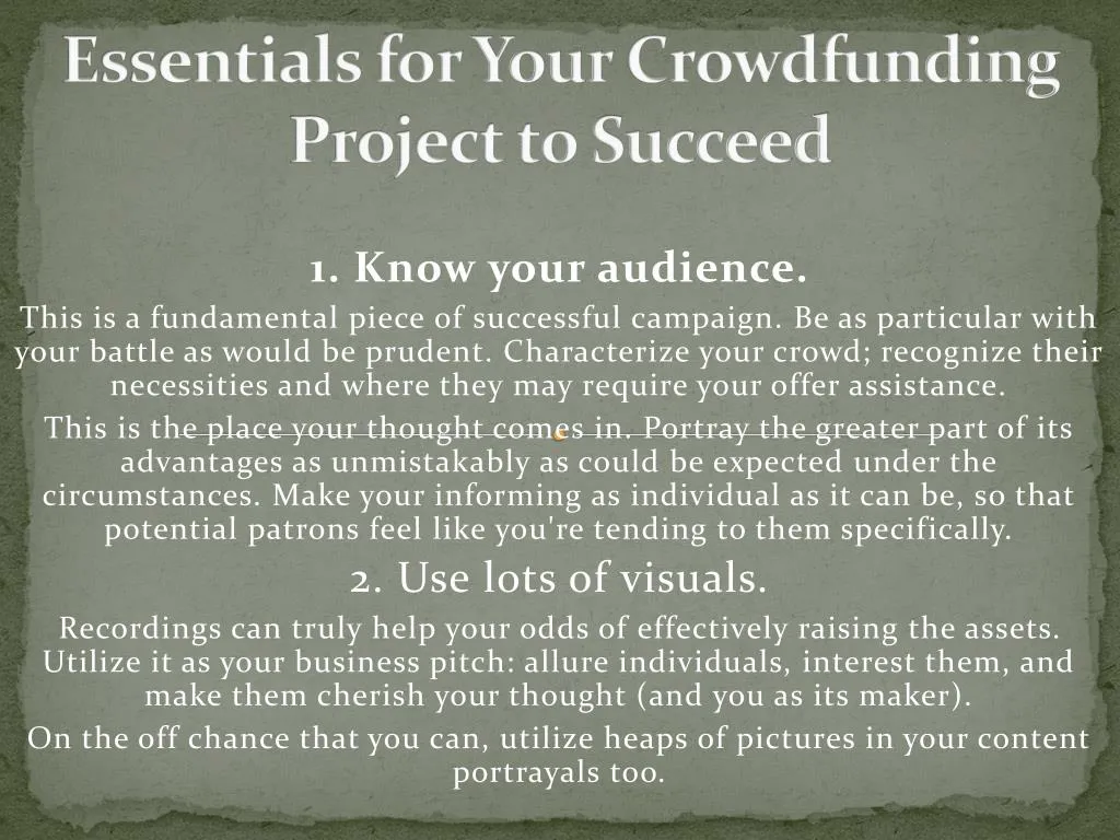 essentials for your crowdfunding project to succeed