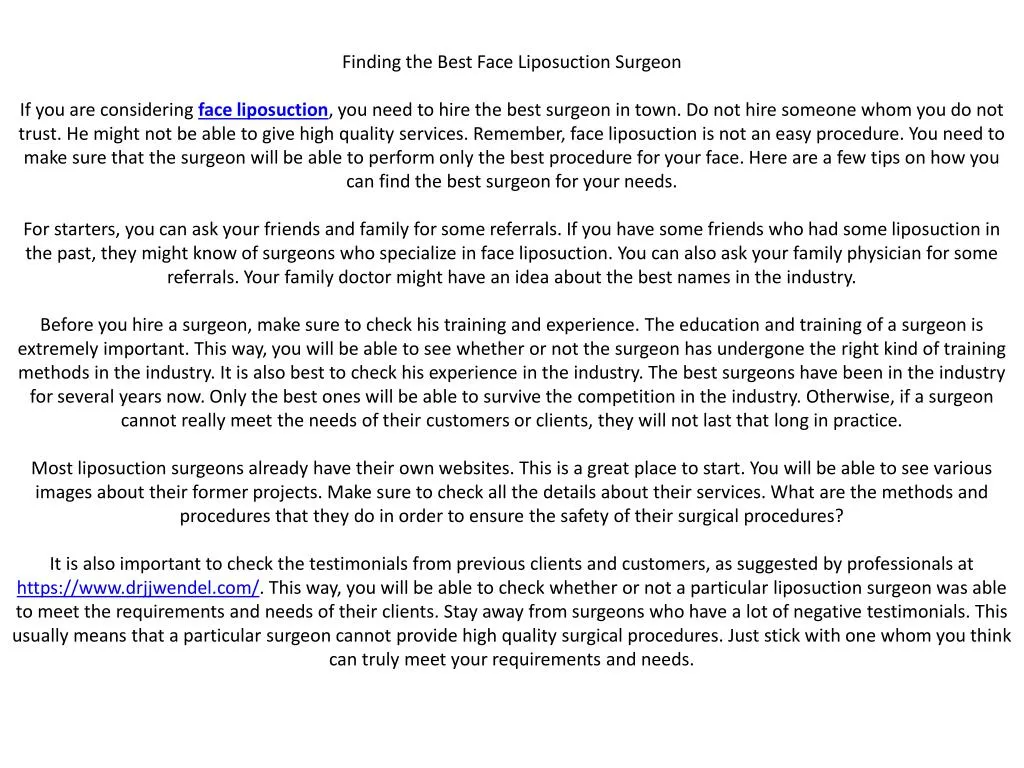 finding the best face liposuction surgeon