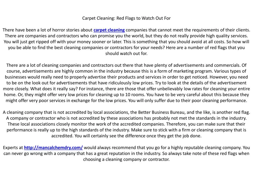 carpet cleaning red flags to watch out for there
