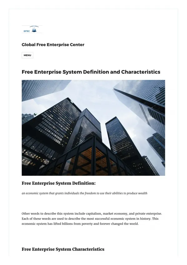 Free Enterprise System Definition and Characteristics