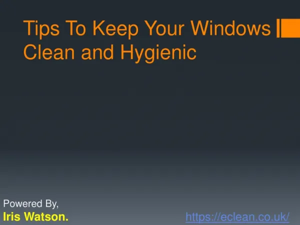 A simple presentation about the topic . Visit here for more details: https://eclean.co.uk/.