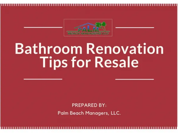 Bathroom Renovation Tips for Resale