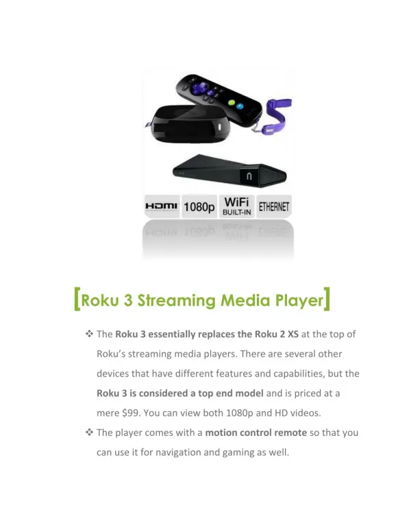 Roku3 Streaming media player with voice search