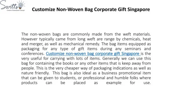 Customize non woven bag corporate gift Singapore