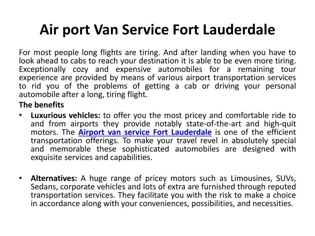 air port van service fort lauderdale