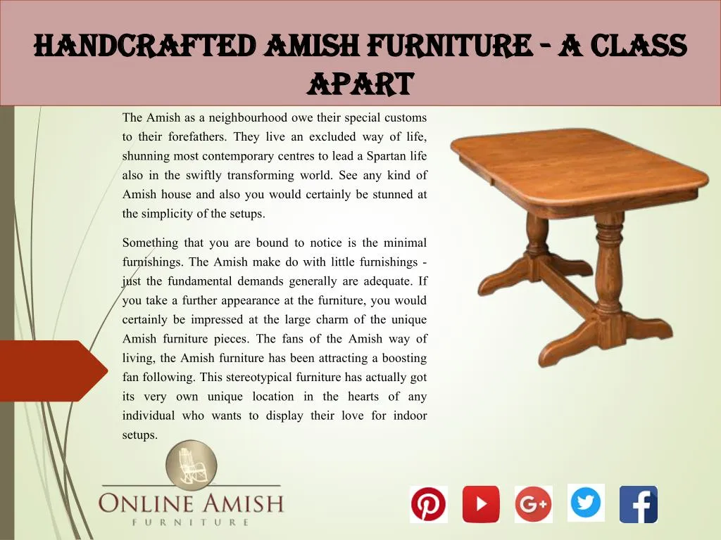 handcrafted amish furniture a class apart