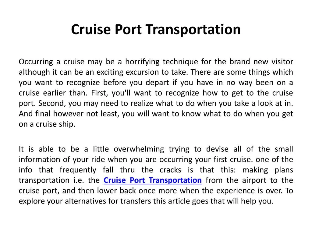 cruise port transportation